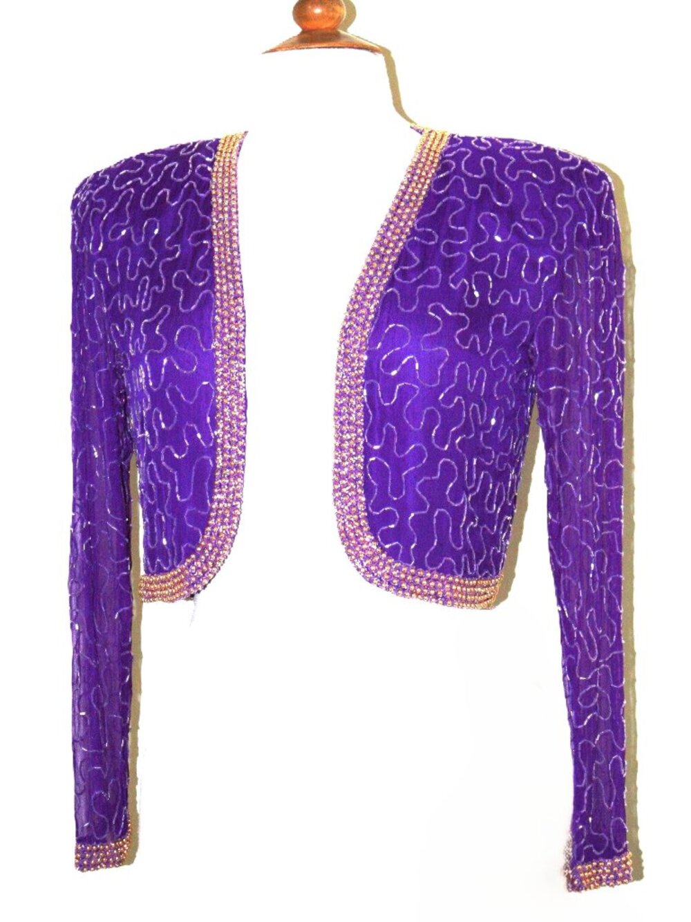 JASDEE Vintage Bolero Jacket Long Sleeve Hand Work Beading On Silk Style 245
